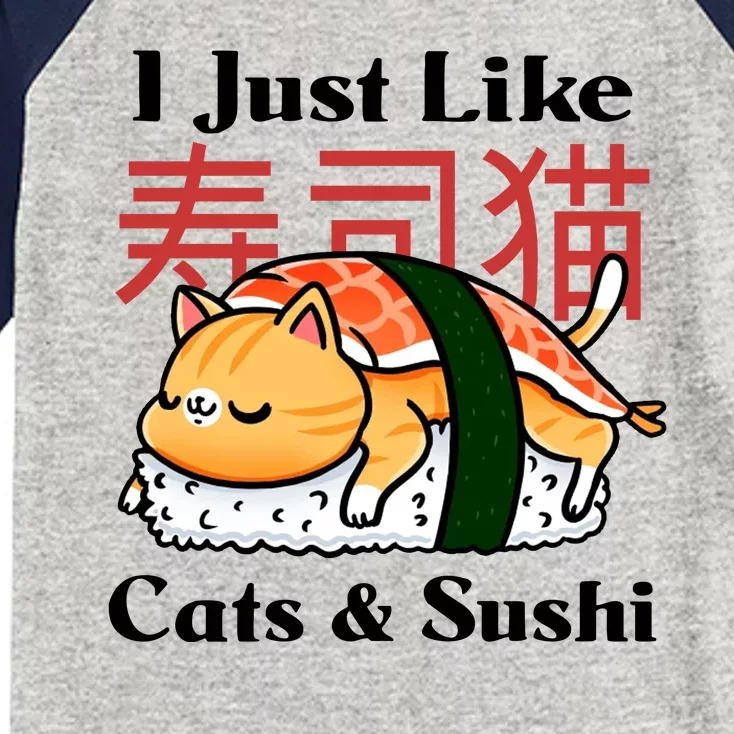 I Just Like Cats And Sushi Kids Colorblock Raglan Jersey