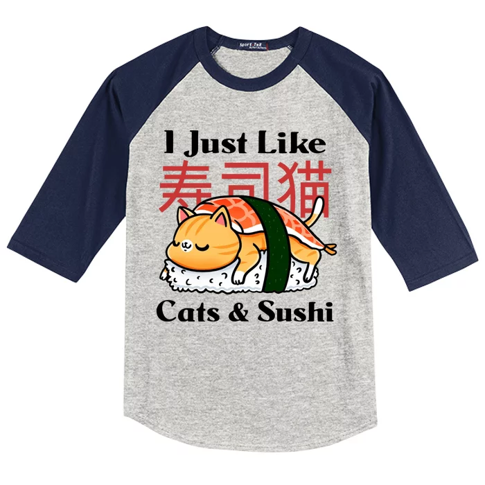 I Just Like Cats And Sushi Kids Colorblock Raglan Jersey