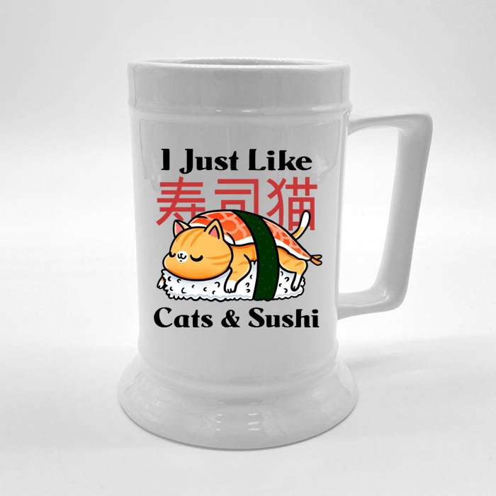 I Just Like Cats And Sushi Front & Back Beer Stein