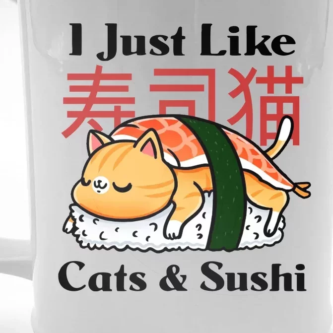 I Just Like Cats And Sushi Front & Back Beer Stein