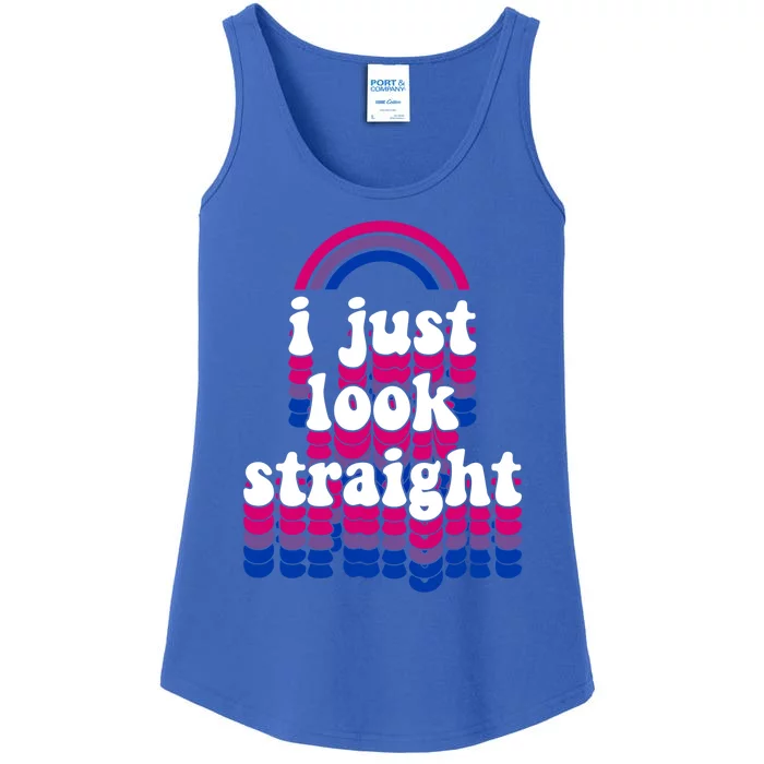 I Just Look Straight Bisexual Rainbow Bisexual Pride Love Gift Ladies Essential Tank