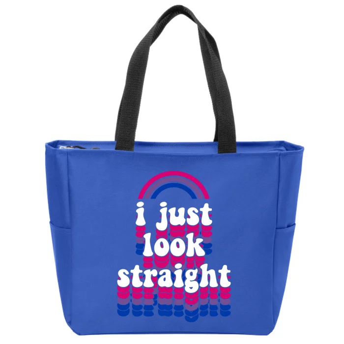 I Just Look Straight Bisexual Rainbow Bisexual Pride Love Gift Zip Tote Bag