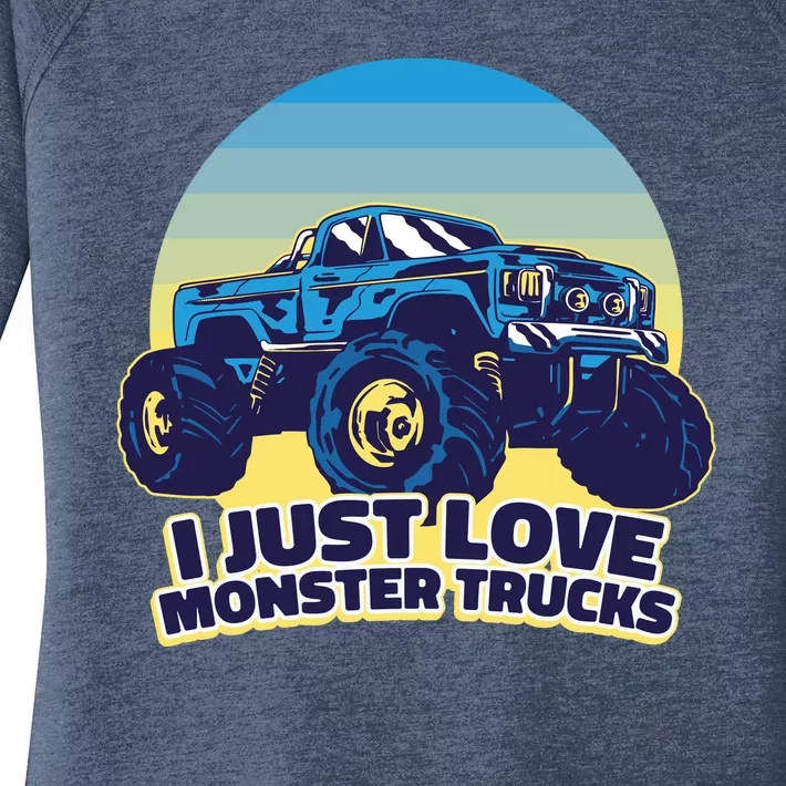 I Just Love Monster Trucks Retro Sunset Women's Perfect Tri Tunic Long Sleeve Shirt