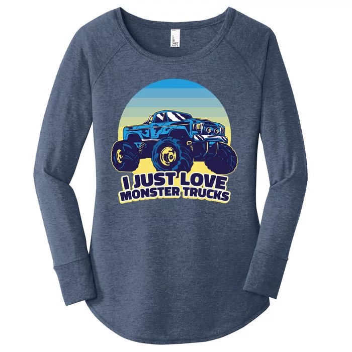 I Just Love Monster Trucks Retro Sunset Women's Perfect Tri Tunic Long Sleeve Shirt