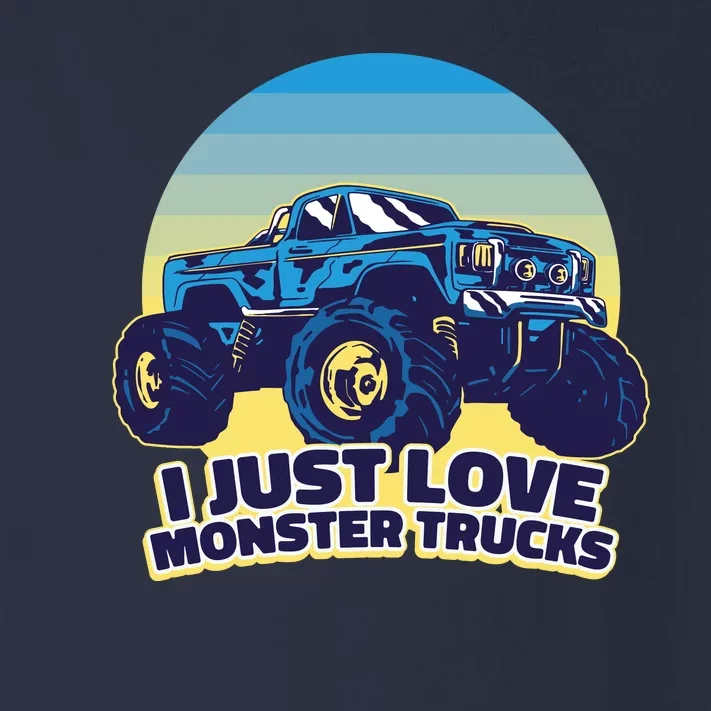 I Just Love Monster Trucks Retro Sunset Toddler Long Sleeve Shirt