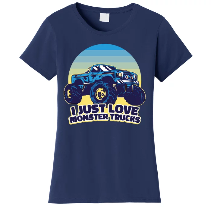 I Just Love Monster Trucks Retro Sunset Women's T-Shirt