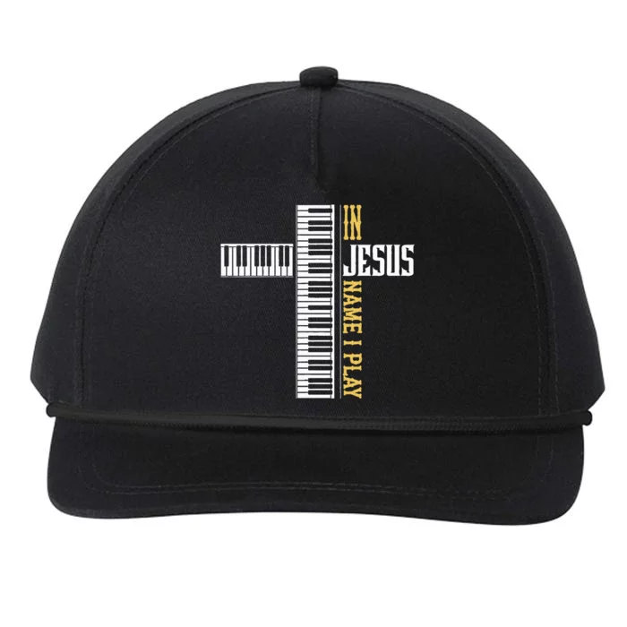 In Jesus Name I Play Christian Pianist Piano Lover Snapback Five-Panel Rope Hat