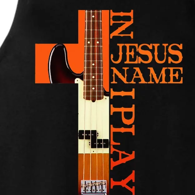 In Jesus Name I Play Bass Ladies Tri-Blend Wicking Tank