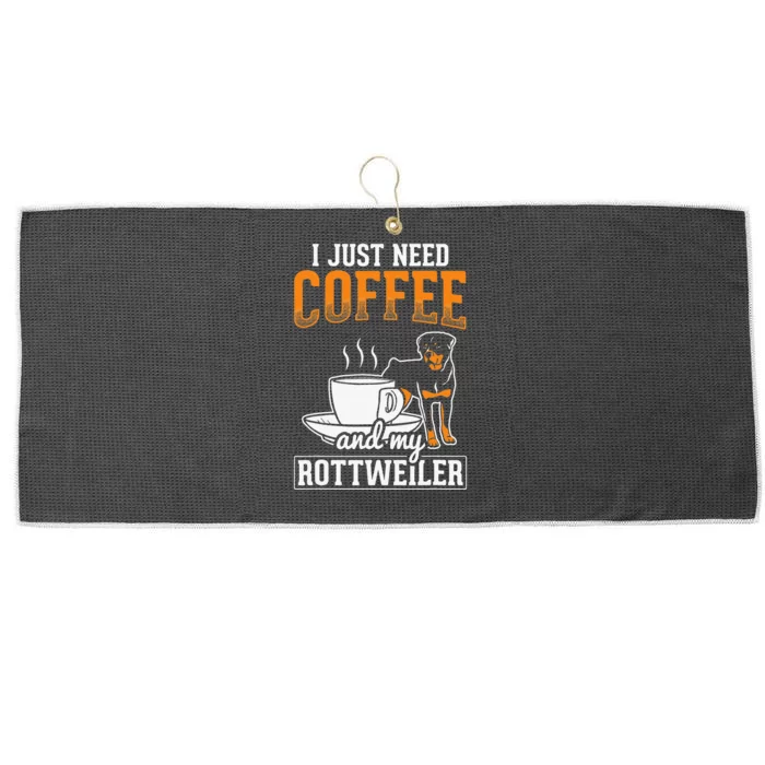 I Just Need Coffee and My Rottweiler Rottie Rott Pet Dog Large Microfiber Waffle Golf Towel