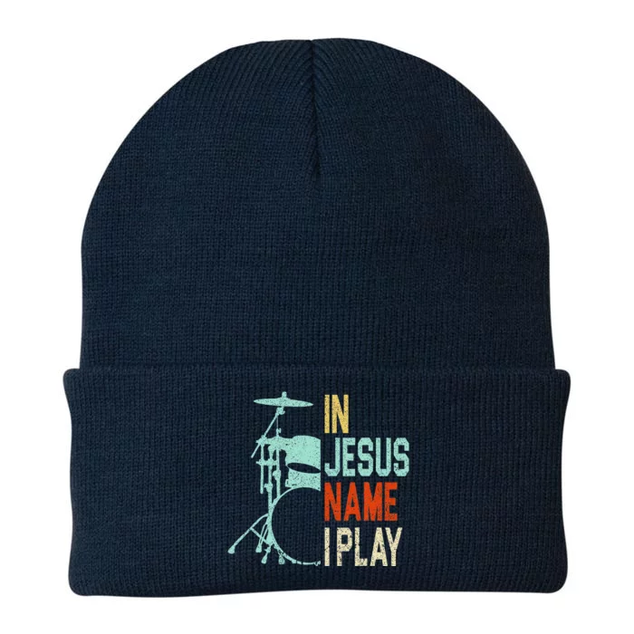 In Jesus Name I Play Music Drummer Knit Cap Winter Beanie