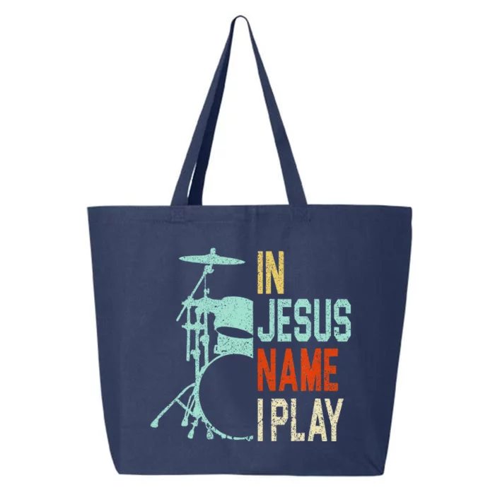 In Jesus Name I Play Music Drummer 25L Jumbo Tote