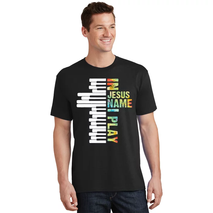 In Jesus Name I Play Piano Christian Music Vintage T-Shirt