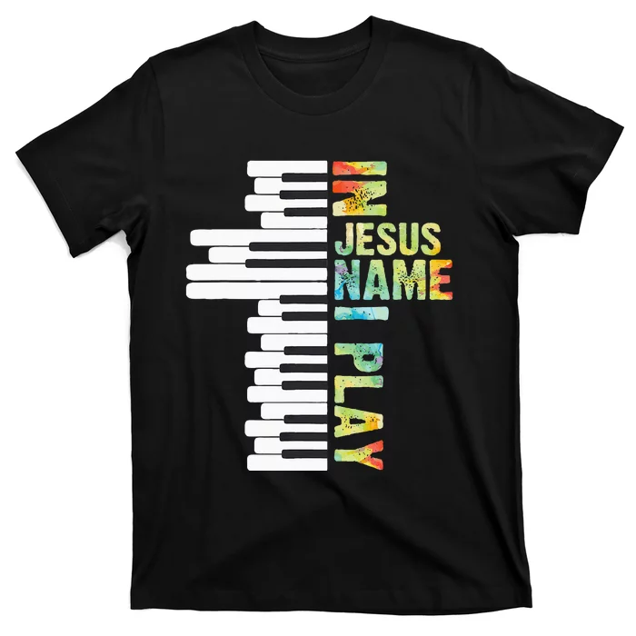 In Jesus Name I Play Piano Christian Music Vintage T-Shirt