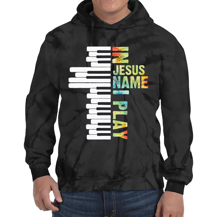 In Jesus Name I Play Piano Christian Music Vintage Tie Dye Hoodie