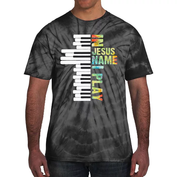 In Jesus Name I Play Piano Christian Music Vintage Tie-Dye T-Shirt