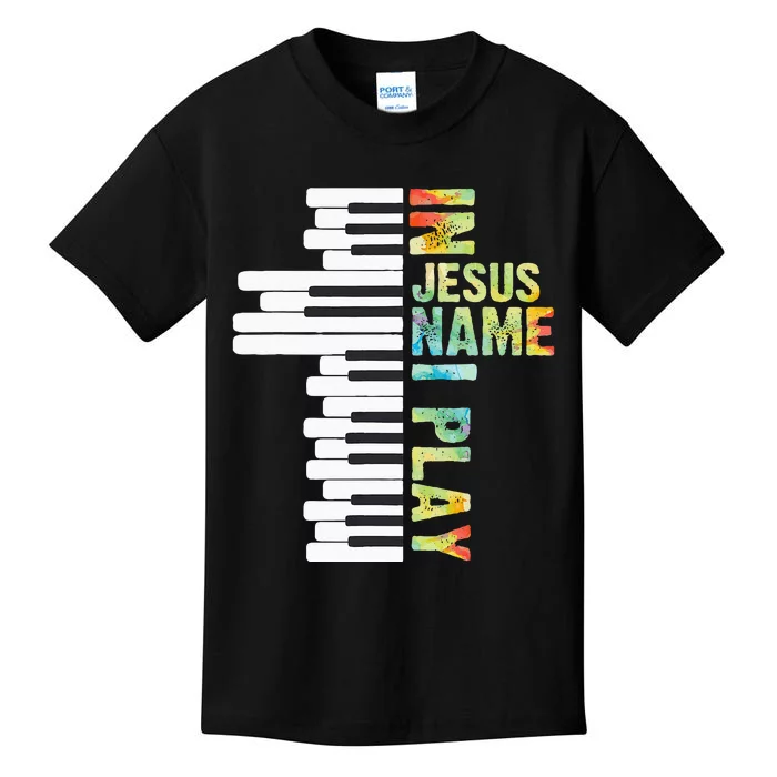 In Jesus Name I Play Piano Christian Music Vintage Kids T-Shirt