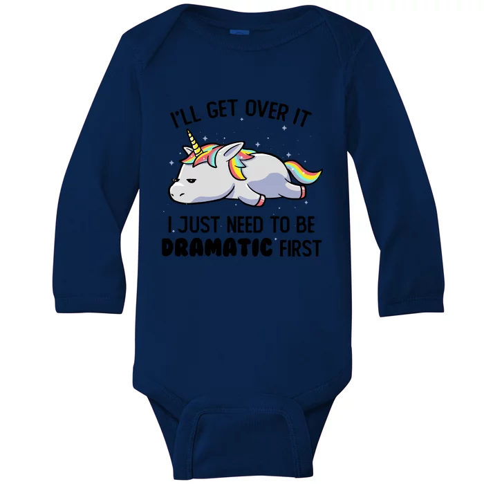 I Just Need To Be Dramatic Lazy Unicorn Baby Long Sleeve Bodysuit