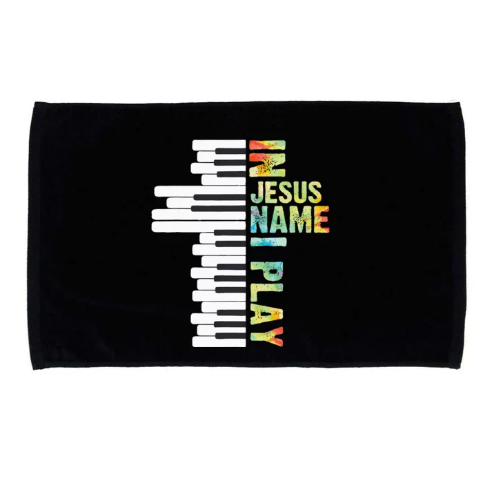 In Jesus Name I Play Piano Christian Music Vintage Microfiber Hand Towel