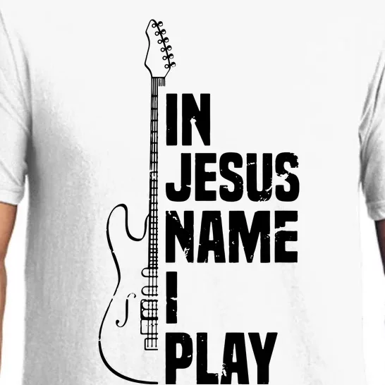 In Jesus Name I Play Guitar Christian Guitar Player Pajama Set