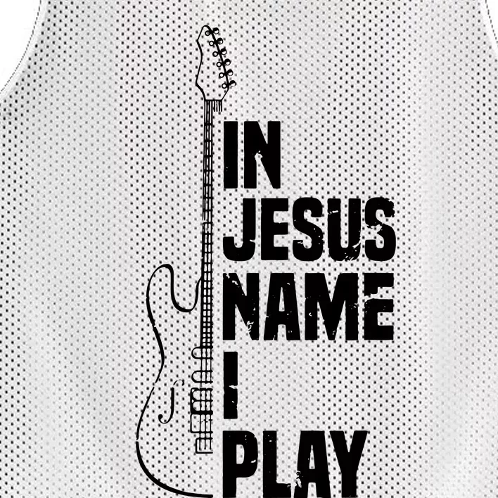 In Jesus Name I Play Guitar Christian Guitar Player Mesh Reversible Basketball Jersey Tank