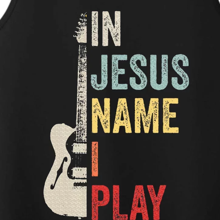 In Jesus Name I Play Guitar Christian Band Guitar Performance Tank