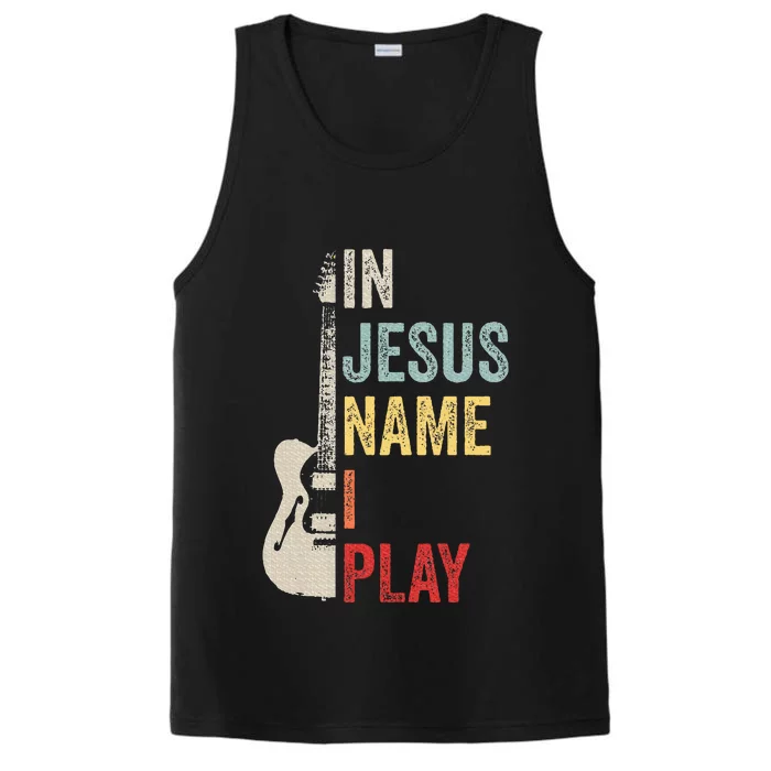 In Jesus Name I Play Guitar Christian Band Guitar Performance Tank