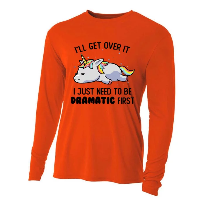 I Just Need To Be Dramatic Lazy Unicorn Gift Cooling Performance Long Sleeve Crew