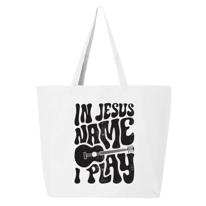 In Jesus Name Play Acoustic Guitar Guitarist Christian Music 25L Jumbo Tote