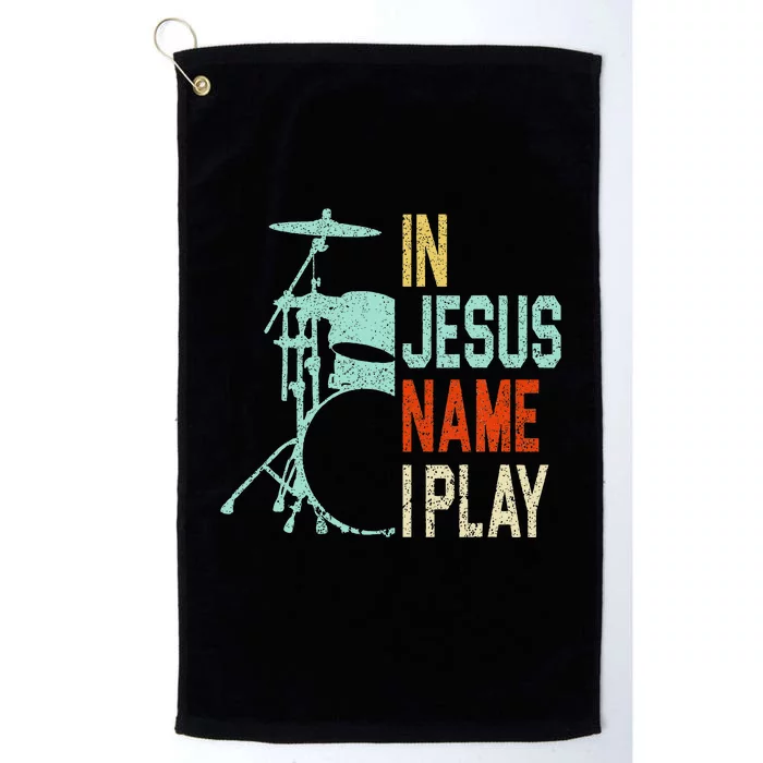 In Jesus Name I Play Music Drummer Platinum Collection Golf Towel