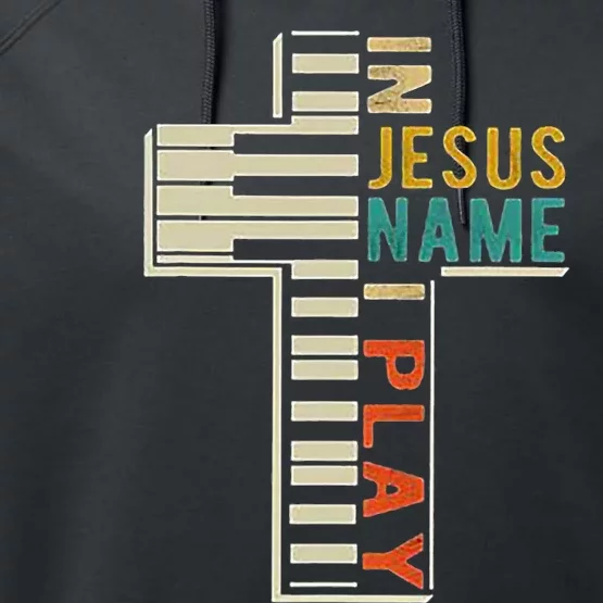 In Jesus Name I Play Piano Christian Music Performance Fleece Hoodie