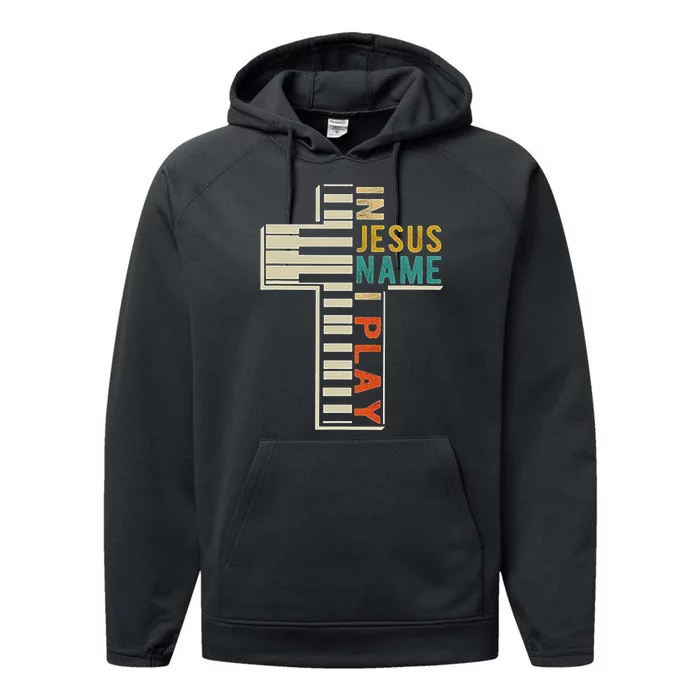 In Jesus Name I Play Piano Christian Music Performance Fleece Hoodie