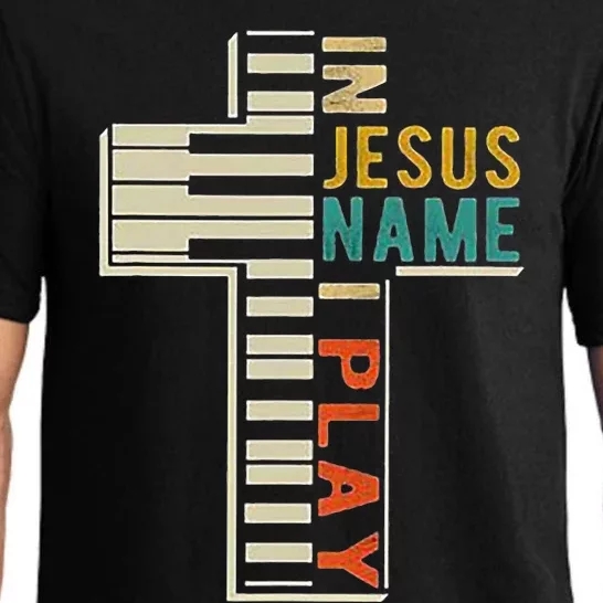 In Jesus Name I Play Piano Christian Music Pajama Set