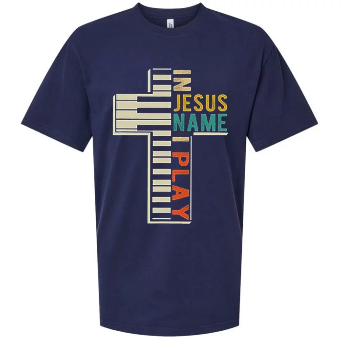 In Jesus Name I Play Piano Christian Music Sueded Cloud Jersey T-Shirt