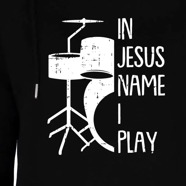 In Jesus Name Christmas Cool I Play Drum Christian Womens Funnel Neck Pullover Hood