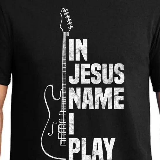 In Jesus Name I Play Guitar Christian Guitar Player Pajama Set