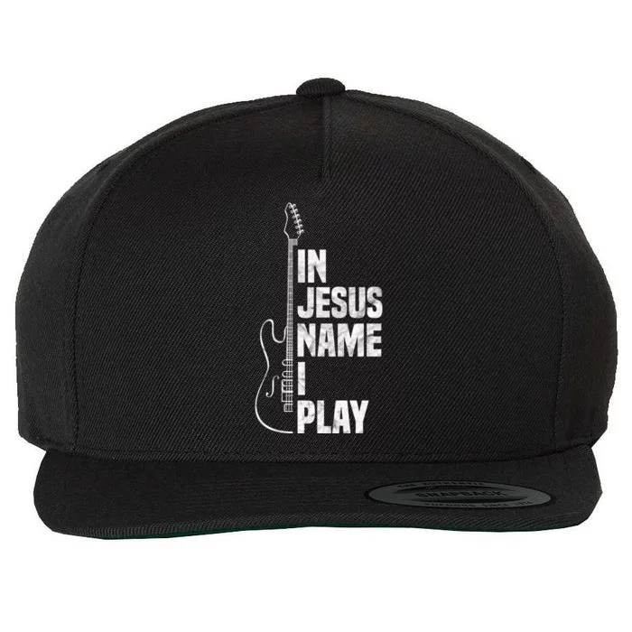 In Jesus Name I Play Guitar Christian Guitar Player Wool Snapback Cap