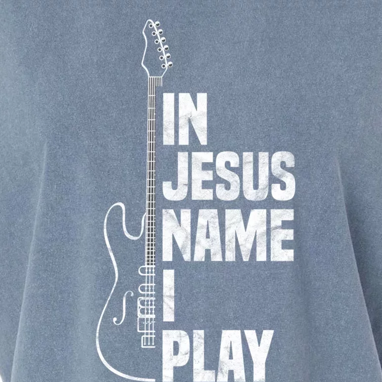 In Jesus Name I Play Guitar Christian Guitar Player Garment-Dyed Women's Muscle Tee