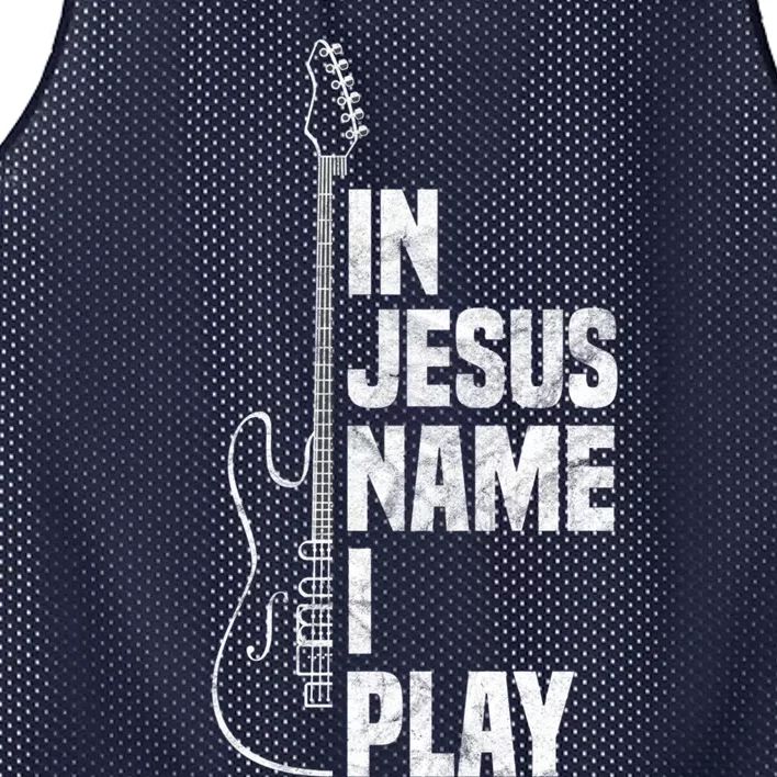 In Jesus Name I Play Guitar Christian Guitar Player Mesh Reversible Basketball Jersey Tank