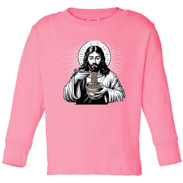 In Jesus Name Ramen Funny Japanese Food Christian Toddler Long Sleeve Shirt