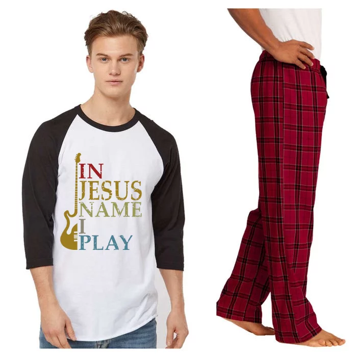 In Jesus Name I Play Guitar Raglan Sleeve Pajama Set