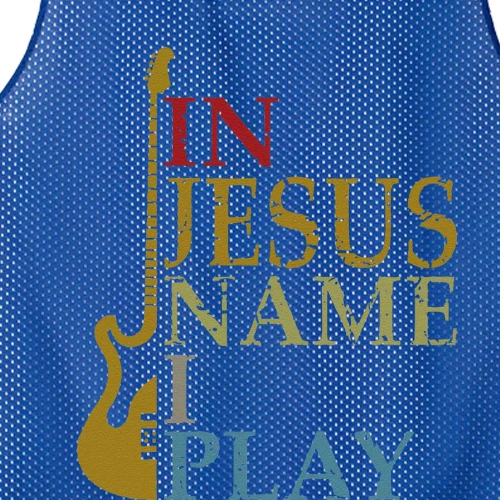 In Jesus Name I Play Guitar Mesh Reversible Basketball Jersey Tank