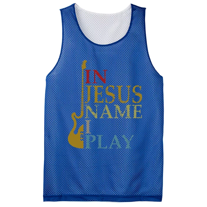 In Jesus Name I Play Guitar Mesh Reversible Basketball Jersey Tank