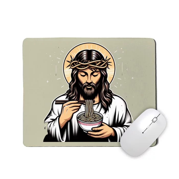 In Jesus Name Ramen Funny Japanese Food Christian Mousepad