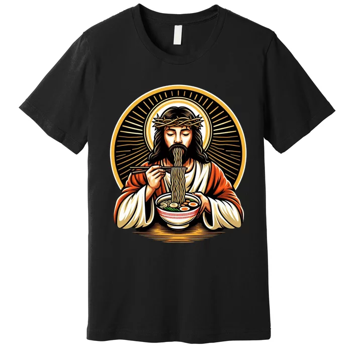 In Jesus Name Ramen Funny Japanese Food Christian Premium T-Shirt