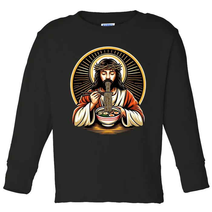 In Jesus Name Ramen Funny Japanese Food Christian Toddler Long Sleeve Shirt