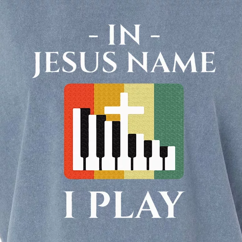 In Jesus Name I Play Piano Christian Music Lover Garment-Dyed Women's Muscle Tee