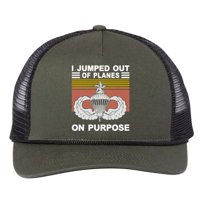 I Jumped Out Of Planes On Purpose Vintage Funny Retro Rope Trucker Hat Cap