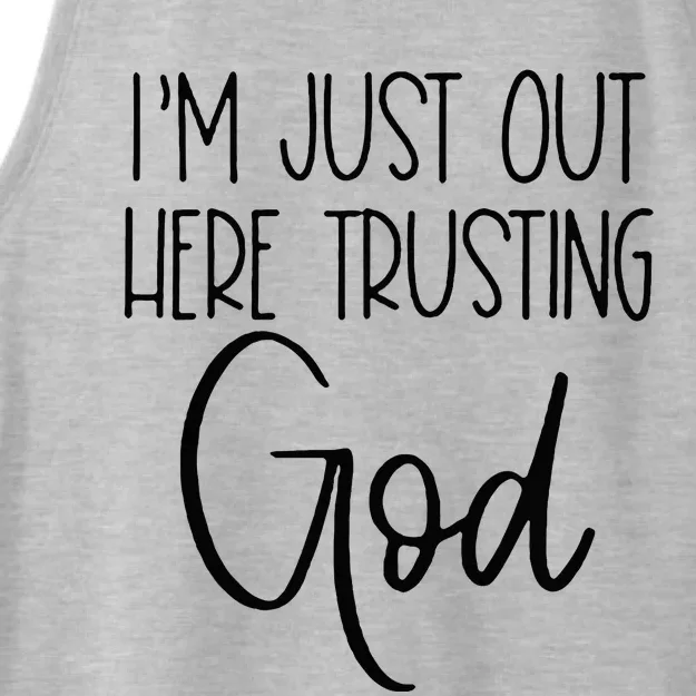 IM Just Out Here Trusting God Ladies Tri-Blend Wicking Tank