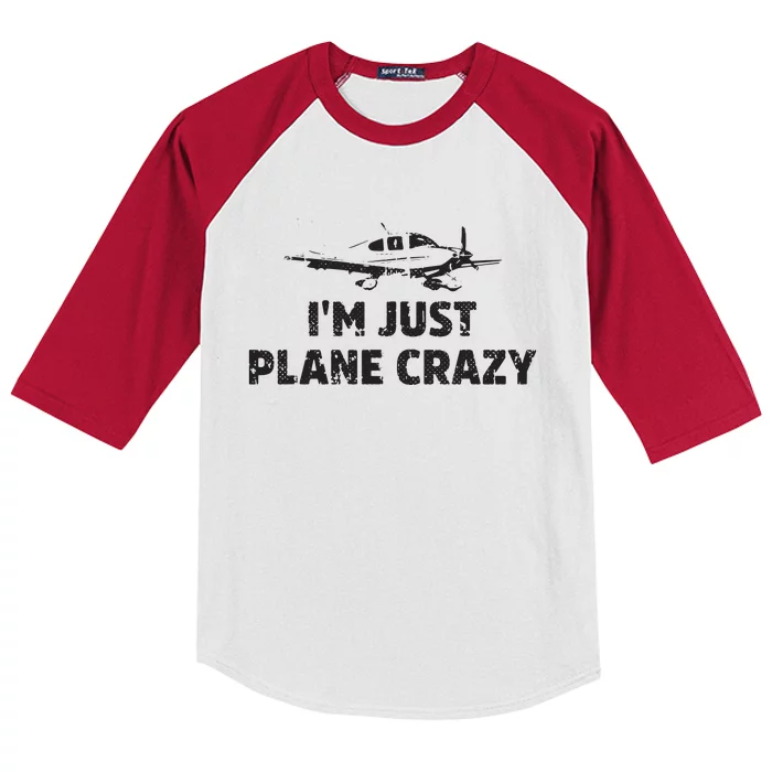 Im Just Plane Crazy Funny Airplane Pilots Kids Colorblock Raglan Jersey