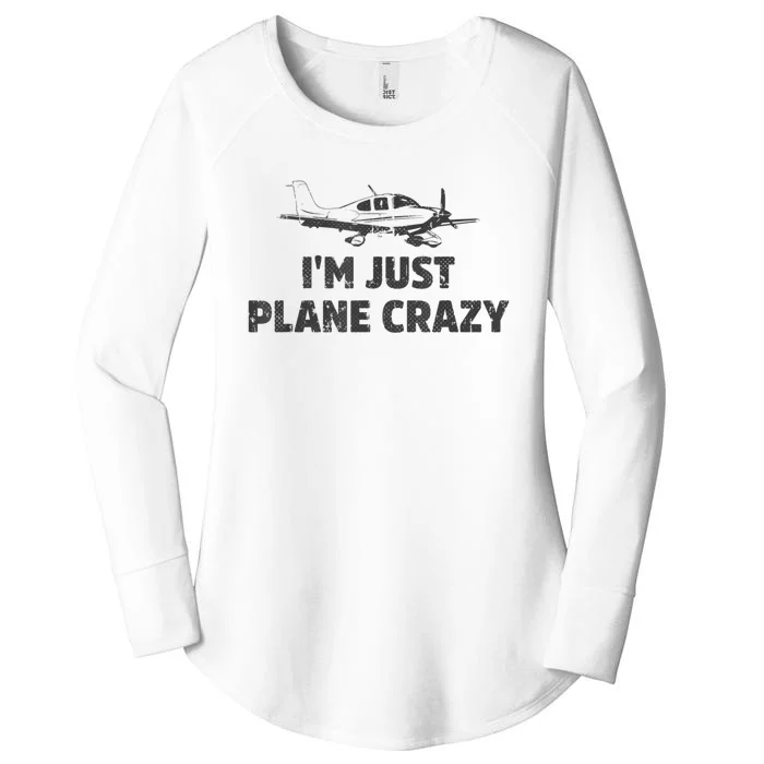 I'm Just Plane Crazy. Funny Airplane Pilots Women's Perfect Tri Tunic Long Sleeve Shirt